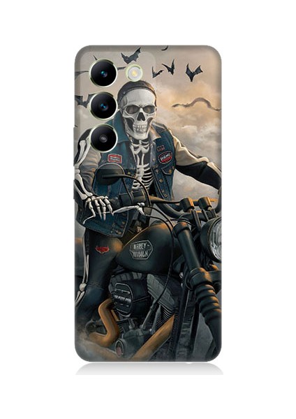 Vivo V30 Lite Uyumlu Iskelet Motosiklet Desenli Silikon Kılıf