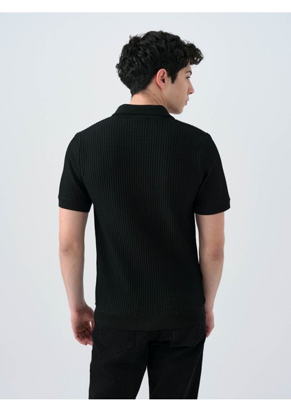 Regular Fit Siyah Erkek T-Shirt LF2039305 fırsatları