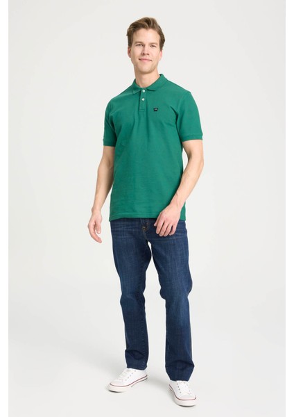 Regular Fit Polo Yaka Yeşil Erkek T-Shirt W7D5K4XX2T300