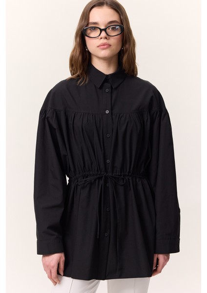 Büzgü Bağlama Detaylı Tunik Siyah fırsatları