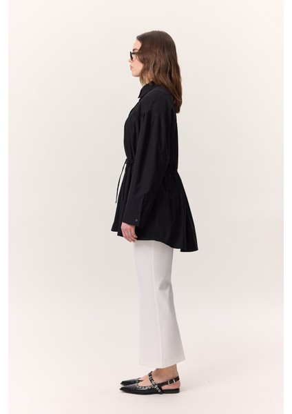 Büzgü Bağlama Detaylı Tunik Siyah indirimleri