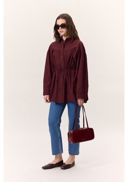 Büzgü Bağlama Detaylı Tunik Bordo fiyatları