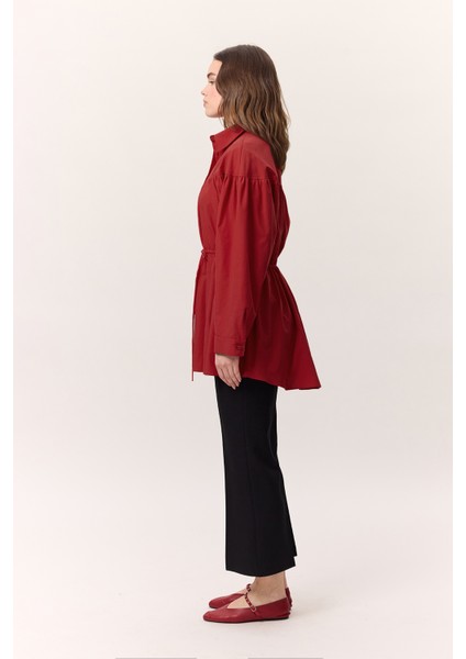 Büzgü Bağlama Detaylı Tunik Kırmızı fırsatları