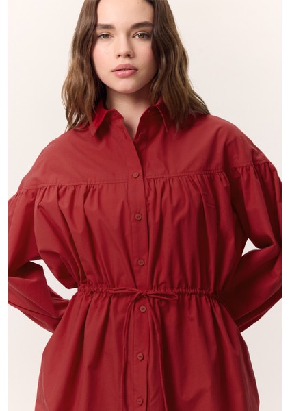 Büzgü Bağlama Detaylı Tunik Kırmızı indirimleri