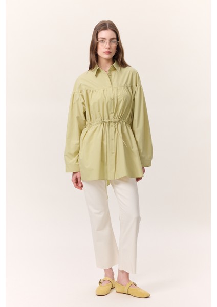 Büzgü Bağlama Detaylı Tunik Sarı modelleri