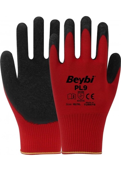 PL-9 Örme Kırmızı Siyah Nitril Eldiven