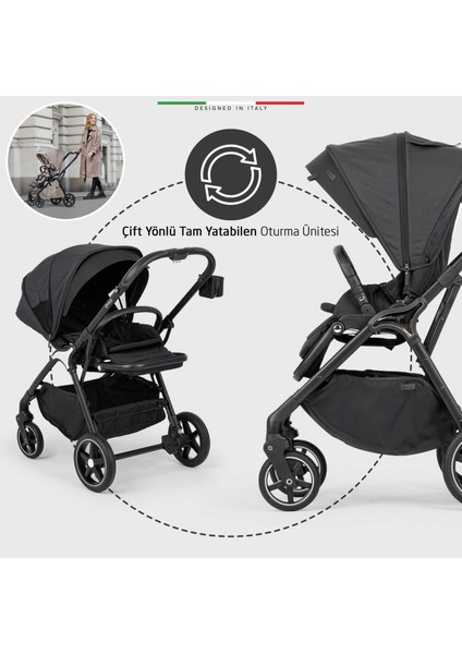 Hera Çift Yönlü Bebek Arabası Silver Siyah modelleri