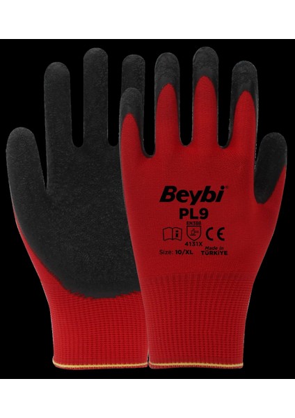 PL-9 Örme Kırmızı Siyah Nitril Eldiven