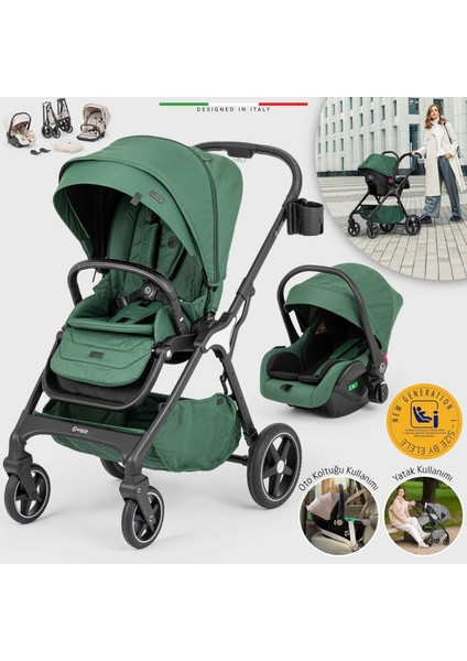 Hera Travel Sistem Bebek Arabası Silver Yeşil