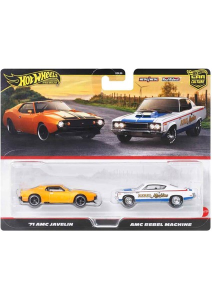 1:64 Hot Wheels Premium Car Culture 2'li Paket HBL96 - JBL06 71 Amc Javelin ve Amc Rebel Machine