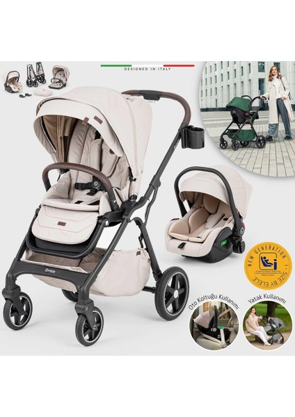 Hera Travel Sistem Bebek Arabası Silver Bej