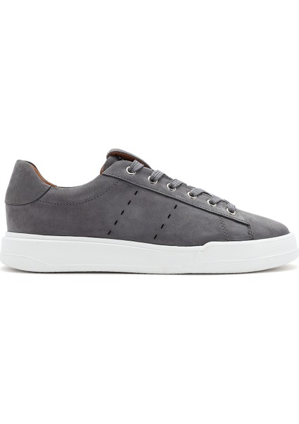 Erkek Gri Bağcıklı Süet Deri Sneaker 25SFD707510