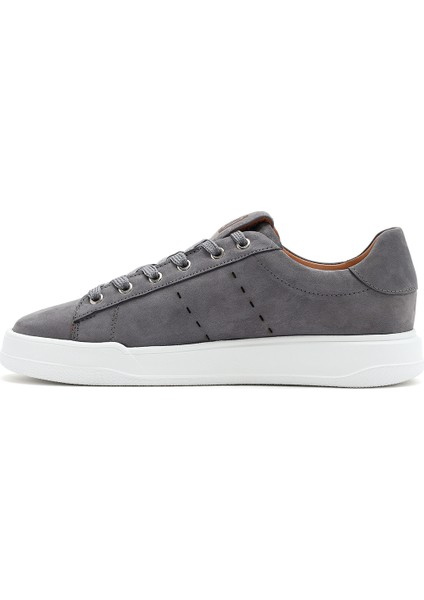 Erkek Gri Bağcıklı Süet Deri Sneaker 25SFD707510