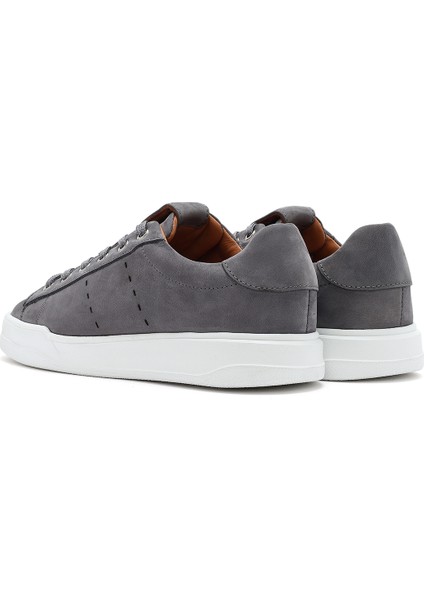 Erkek Gri Bağcıklı Süet Deri Sneaker 25SFD707510