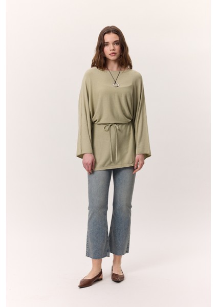 Triko Kuşaklı Tunik Çağla Yeşili fiyatları
