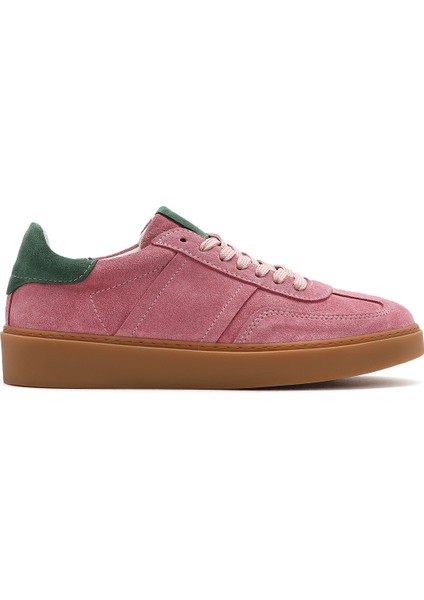 Kadın Pembe Bağcıklı Süet Deri Sneaker 25SFD370910