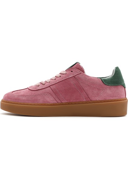 Kadın Pembe Bağcıklı Süet Deri Sneaker 25SFD370910