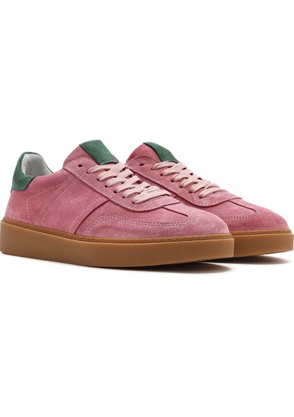 Kadın Pembe Bağcıklı Süet Deri Sneaker 25SFD370910
