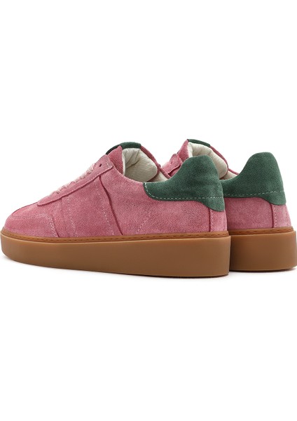 Kadın Pembe Bağcıklı Süet Deri Sneaker 25SFD370910