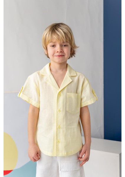 Erkek Çocuk Keten Gömlek - Sarı modelleri