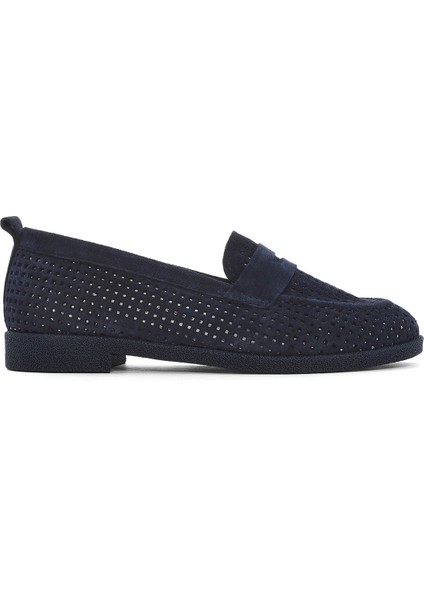 Kadın Lacivert Süet Deri Loafer 25SFD510410