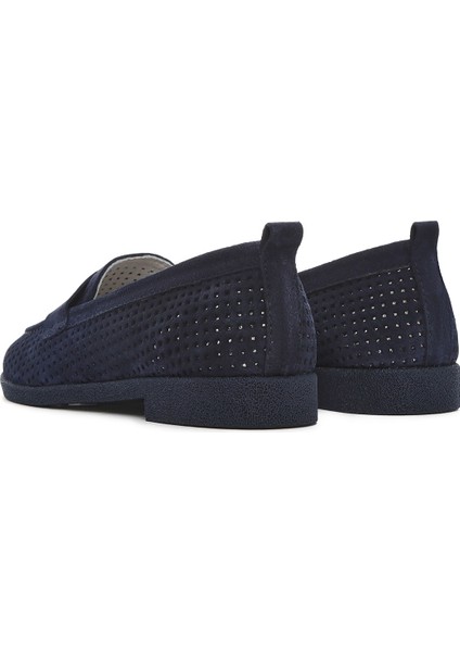 Kadın Lacivert Süet Deri Loafer 25SFD510410