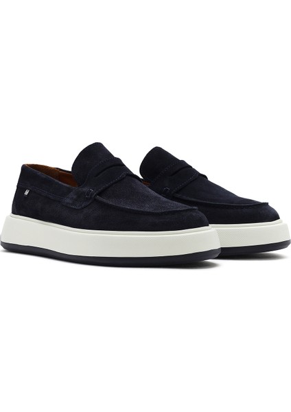 Erkek Lacivert Süet Deri Casual Loafer 25SFD707310