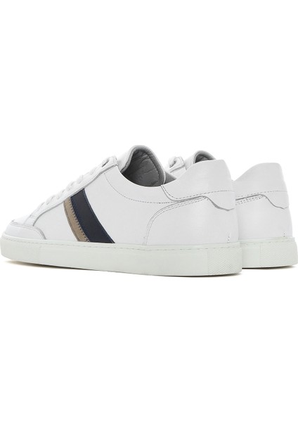 Erkek Beyaz Bağcıklı Deri Sneaker 25SFD674618