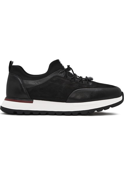 Erkek Siyah Bağcıklı Deri Sneaker 25SFD641114