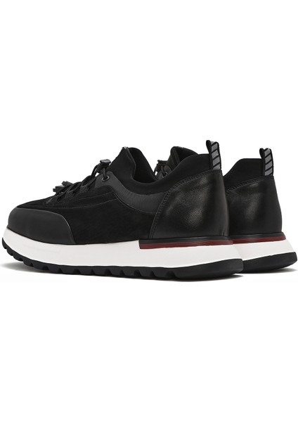 Erkek Siyah Bağcıklı Deri Sneaker 25SFD641114