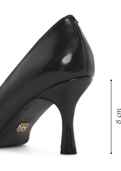 Kadın Siyah Ince Topuklu Rugan Deri Stiletto 25SFD162116