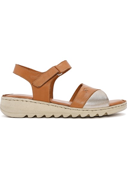Kadın Taba Bilekten Bağlamalı Comfort Deri Sandalet 25SFD410418