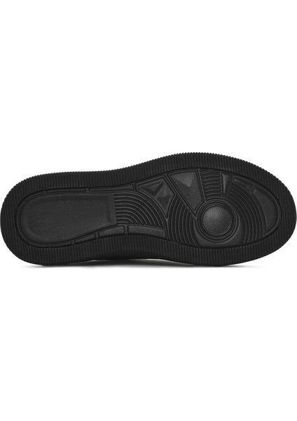 Erkek Siyah Bağcıklı Kalın Tabanlı Deri Sneaker 25SFD650214
