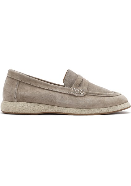 Kadın Bej Süet Deri Loafer 25SFD131810