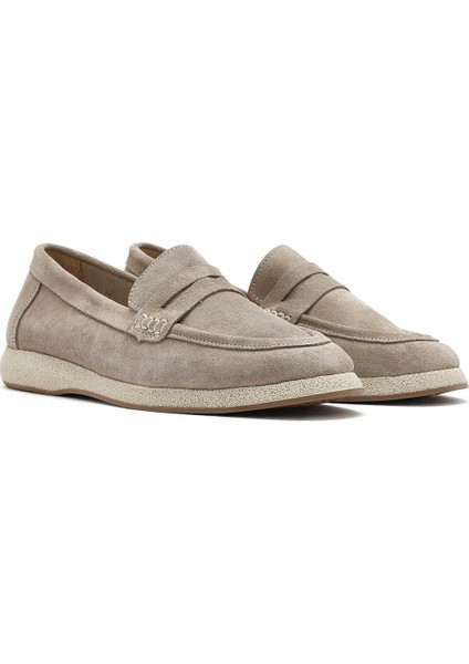 Kadın Bej Süet Deri Loafer 25SFD131810