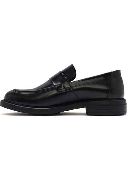Erkek Siyah Deri Casual Loafer 25SFD751222