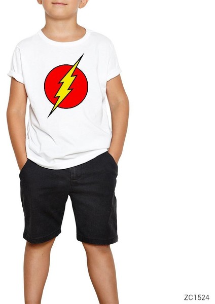 Flash Logo Beyaz Çocuk Tişört