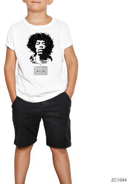 Jimi Hendrix Tape Beyaz Çocuk Tişört