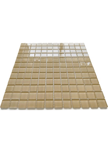 Mutfak Tezgah Arası, Havuz, Banyo, Sauna, Spa, Iç ve Dış Dekorasyonda Tüm Yüzeyler Için, 23X23MM. Krem Renk, 30X30CM. Fileli Kristal Mozaik. indirimleri