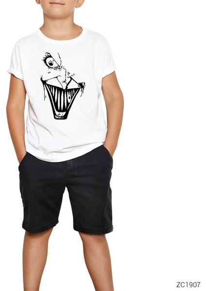 Joker Half Face Beyaz Çocuk Tişört