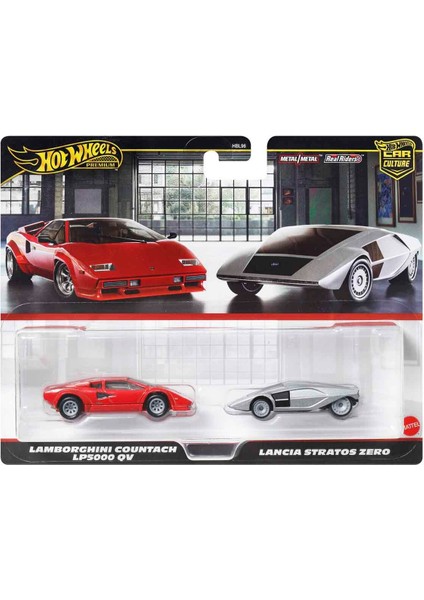 1:64 Hot Wheels Premium Car Culture 2'li Paket HBL96 - Lamborghini Countach LP5000 Qv ve Lancia Stratos Zero