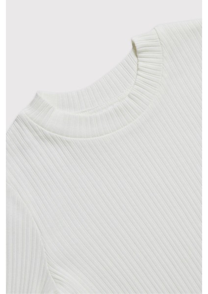 (Kids Girl) Dik Yaka Uzun Kol OrganikT-Shirt