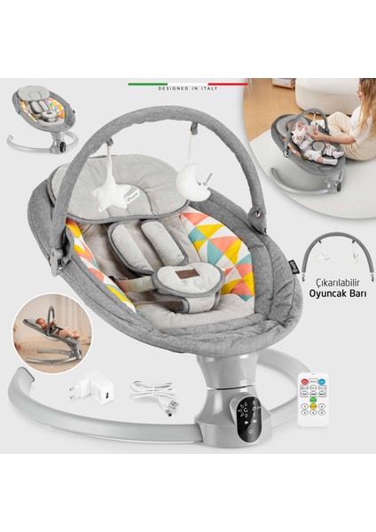 Sette Elektrikli Otomatik Sallanan Ana Kucağı Gri