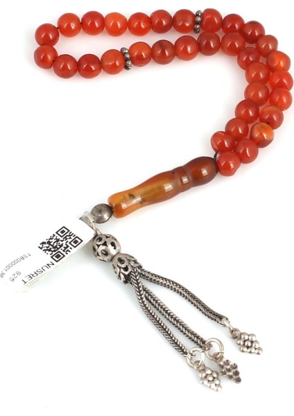 Akik Doğaltaş Gümüş Tesbih Akik Taşlı İmame