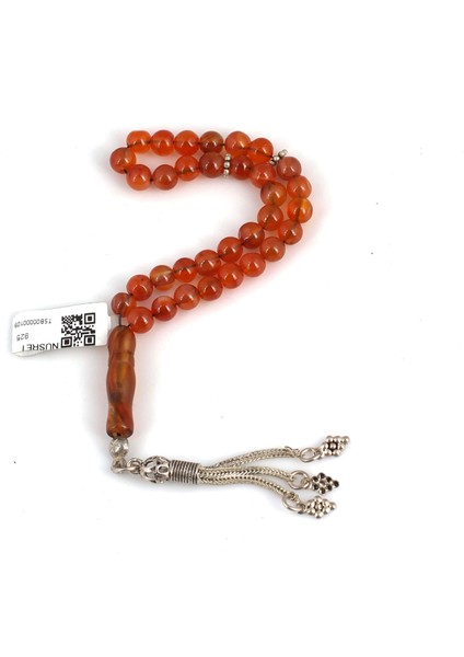 Akik Doğaltaş Tesbih Gümüş 3'Lü Üzüm Salkımı Püskül