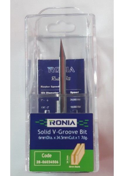Ahşap Freze Bıçağı 28-06034506 Katı V Oyma Freze Ucu Sap 6 mm