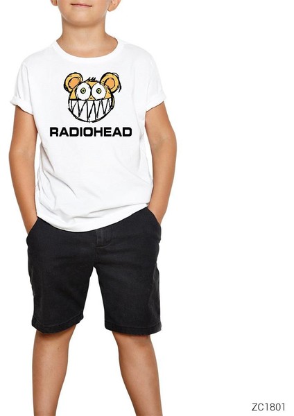 Radiohead Kid Bear Cartoon Beyaz Çocuk Tişört