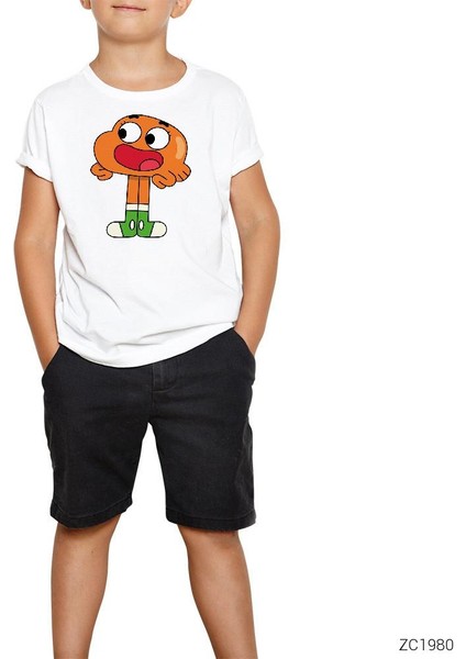 Gumball Darwin Beyaz Çocuk Tişört