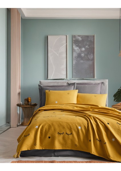 Doğal Pike Baskılı Mega King 260X230CM Dide Sarı