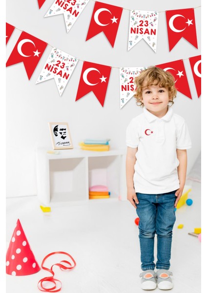 23 Nisan Bayramı Temalı Flama, Çocuk Bayramı Sınıf Ev Süsleme Okul Süsleme Hasır Ipli Flama Seti
